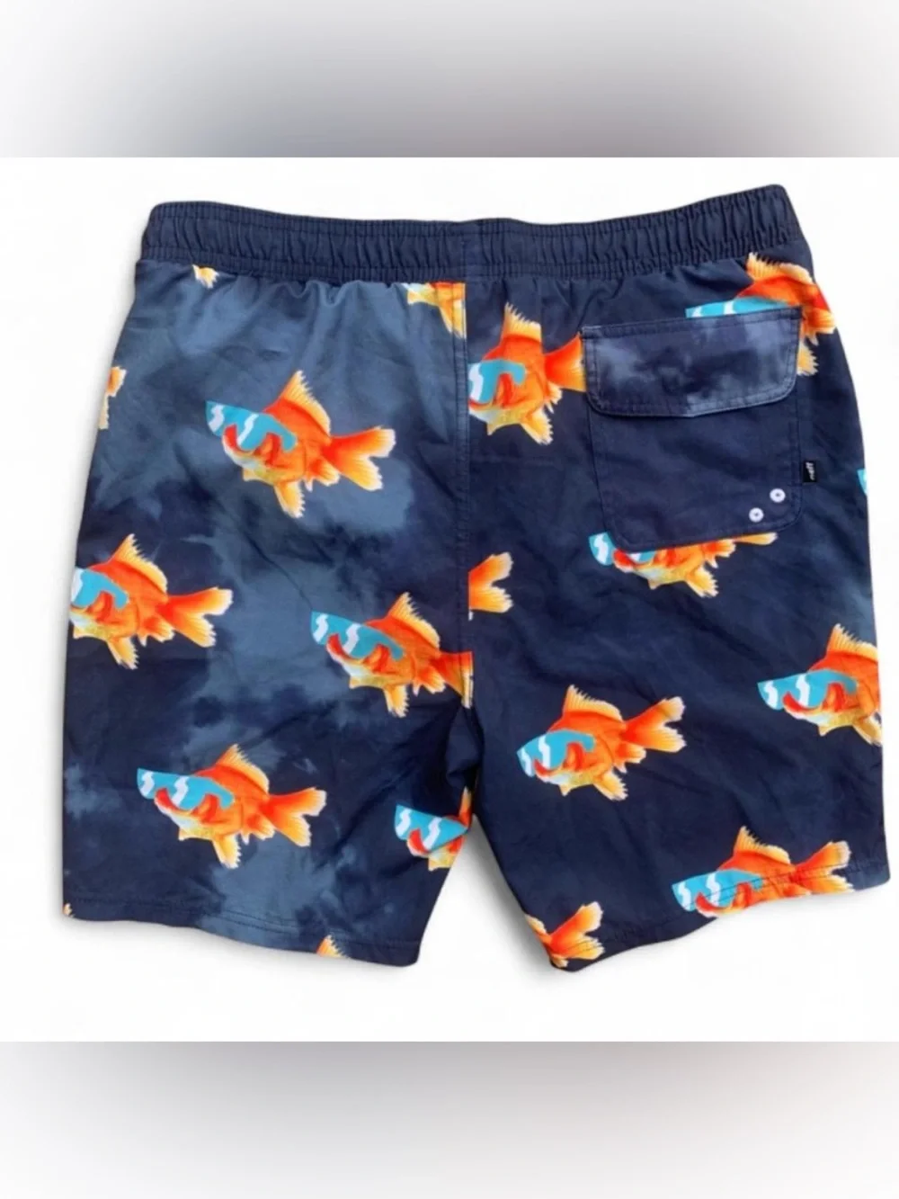 Neff Navy Swim Shorts with Goldfish Fish Print